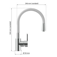 Flexo Eisl NI186FLHG Küchenarmatur, Einhebelmischer, Soft-Touch-Schlauch, Chrom-Lichtgrau, flexible Ausziehbrause, modernes Design, einfache Montage, langlebig