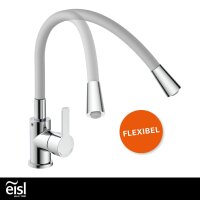 Flexo Eisl NI186FLHG Küchenarmatur, Einhebelmischer, Soft-Touch-Schlauch, Chrom-Lichtgrau, flexible Ausziehbrause, modernes Design, einfache Montage, langlebig