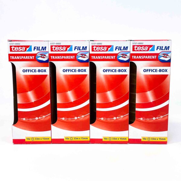 tesa tesafilm transparent, 4 Rollen (33m x 15mm), 10er Pack, Klebefilm für Büro & Haushalt, reißfest, unsichtbar, leicht abrollbar, vielseitig einsetzbar