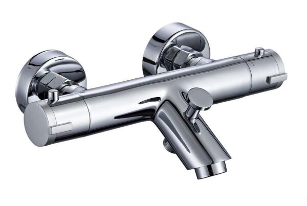 Schütte LONDON 52470 Thermostatic Bath Mixer Tap, Scald Protection, Chrome, Precise Temperature Control, Modern Design, Easy Wall Mounting, Durable, for Bathtubs, Comfortable Operation