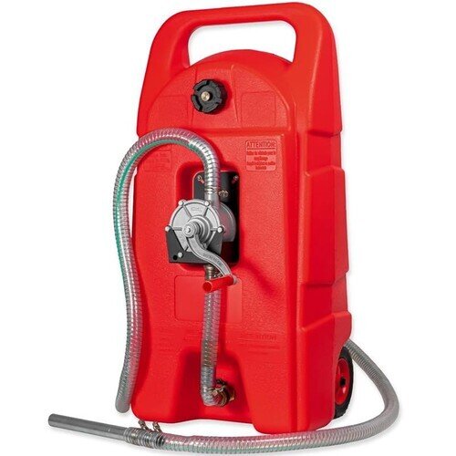 WALTER Kraftstofftrolley 53L, Modell mit 8L/min Förderleistung, 6-Zoll-Rädern, 3m Zapfschlauch, Handkurbel, mobiler Benzinkanister für flexiblen Kraftstofftransport