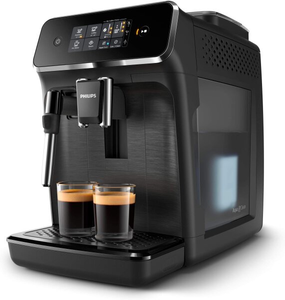 Philips Kaffeevollautomat Series 2200, Modell EP2224/10, 15 bar, 1500W, Kaschmirgrau – Frisch gebrühter Kaffee & Espresso, Milchaufschäumer, Touchdisplay, individuell einstellbar, kompakt & modern