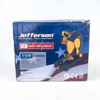 Jefferson JEFSWCFF14-110A 14" Trennsäge, 110V, 2480W, Gelb, robuster Metallschnitt, leistungsstarker Motor, 50/60Hz, präzise Schnitte, ergonomischer Griff, für Baustelle und Werkstatt