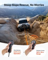 VEVOR Seilwinde 5400 kg, Modell 12V DC, elektrische Winde mit 9,5 mm x 28 m Synthetikseil, IP67, inkl. Funk- & Kabel-Fernbedienung, ideal für Offroad, Jeeps, Anhänger, Boote, Abschlepphilfe