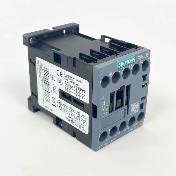 Siemens 3RT2015-1AP01 Schütz, 3-polig, 3 Schließer, 3 kW, 230V AC, 7A, kompakter Leistungsschalter für Motorsteuerung und industrielle Anwendungen