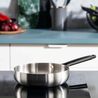 BergHOFF H25 Bratpfanne 20 cm, Edelstahl, Smokey Black/Silber, hitzebeständig, ergonomischer Griff, für alle Herdarten geeignet, langlebig, modernes Design