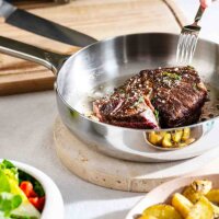 BergHOFF H25 Bratpfanne 20 cm, Edelstahl, Smokey Black/Silber, hitzebeständig, ergonomischer Griff, für alle Herdarten geeignet, langlebig, modernes Design