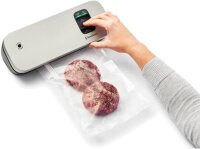 FoodSaver VS1190X kompaktes Vakuumiergerät, Handheld-Vakuumierer, inkl. kleiner Rolle & 5 Beuteln, silber-schwarz, platzsparend, ideal für Frische und Vorrat, vielseitig einsetzbar