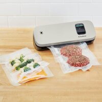 FoodSaver VS1190X kompaktes Vakuumiergerät, Handheld-Vakuumierer, inkl. kleiner Rolle & 5 Beuteln, silber-schwarz, platzsparend, ideal für Frische und Vorrat, vielseitig einsetzbar