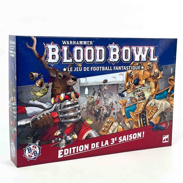 Games Workshop Warhammer 200-01 Spielset – Blood Bowl Dritte Staffel, französische Ausgabe, Fantasy-Football-Brettspiel, Komplettset mit Miniaturen, Regeln und Zubehör für 2 Spieler