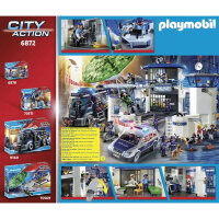 PLAYMOBIL Polizei-Kommandozentrale 6872, Spielset mit Gefängnis, Maße ca. 63x26x45 cm, detailreiches Zubehör, für Kinder ab 4 Jahren, fantasievolles Rollenspiel