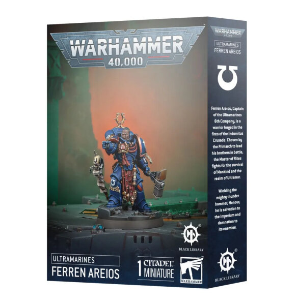 Games Workshop Warhammer 40.000 55-37 Miniatur Ultramarines Ferren Areios, detailreiche Sammlerfigur, ideal für Tabletop-Spiele und Bemalung, hochwertige Kunststoffqualität, limitierte Edition