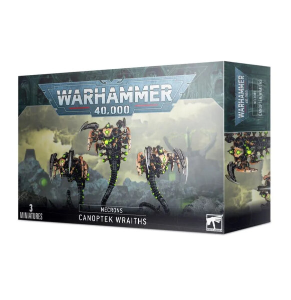 Warhammer 40,000 Necrons Canoptek Wraiths, Games Workshop 49-14, set of 3 miniatures, detailed models for tabletop battles, versatile assembly, ideal for Necron armies.