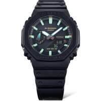 Casio G-Shock GA-2100SKE 5611 Herrenuhr, sportlich-robust, stoßfest, schwarzes Resin-Gehäuse, Carbon Core Guard, analog-digital, wasserdicht, modernes Design, vielseitige Funktionen