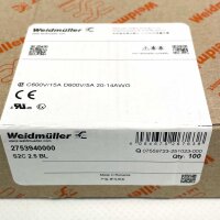 Weidmüller AS2C 2.5 BL, 100x feed-through terminal block, blue, model 2753940000, compact design