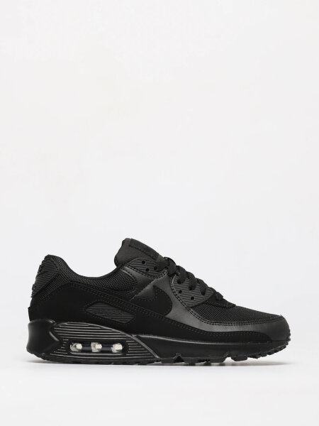 Nike Air Max 90 sneakers, size 42, black smooth leather, sporty, comfortable cushioning