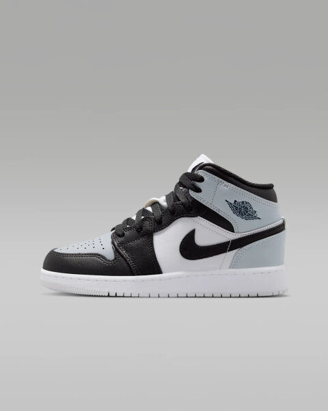 Nike AIR JORDAN 1 MID, Jungen Sneaker, Gr. 37.5, Schwarz/Blau, Leder, Retro-Design, hoher Tragekomfort