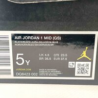 Nike AIR JORDAN 1 MID, Jungen Sneaker, Gr. 37.5, Schwarz/Blau, Leder, Retro-Design, hoher Tragekomfort