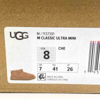 UGG Mens Classic Ultra Mini, Size 41, Lambskin Ankle Boots, Chestnut Color, Warmly Lined