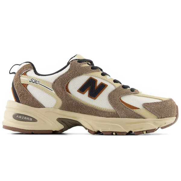New Balance 530 Damen Sneaker, Größe 38, braun/hellbraun, Retro-Design, atmungsaktives Mesh, bequeme Dämpfung