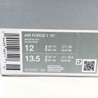 Nike Air Force 1 07, Mens Sneakers, Size 46, Black and White, Leather, Classic Silhouette, Comfortable Cushioning