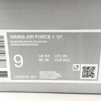 Nike Air Force 1 07, womens sneakers, size 40.5, natural leather, black, classic design