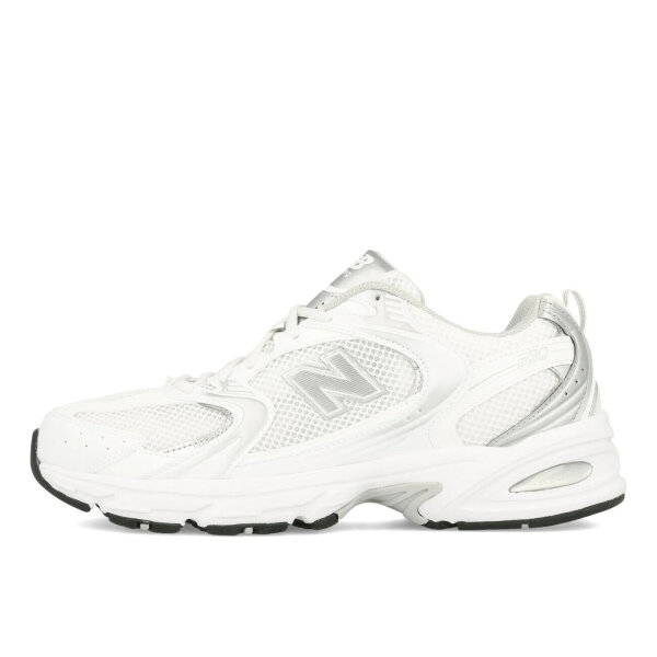New Balance 530 womens sneakers, size 38, white with silver metallic details, sporty casual shoe