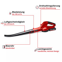 Einhell GE-CL 18 Li E, Akku-Laubbläser, 18V, 2,0 Ah Akku, leicht, stufenlos regelbar, kabellos