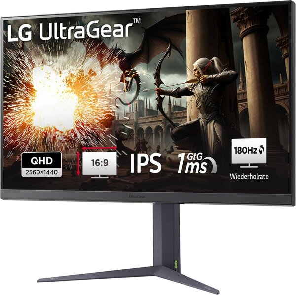 LG Ultragear 32GS75QX-B Gaming-Monitor 32", WQHD, IPS, 180Hz, AMD FreeSync, DisplayHDR 400, Grau