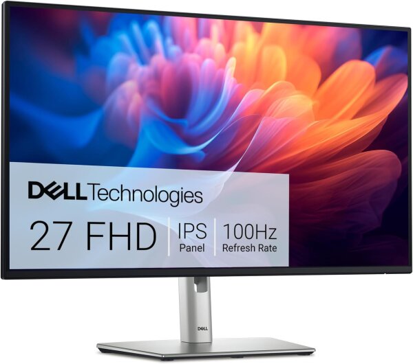 Dell P2725H Monitor 27", Full HD, 100Hz, IPS, 5ms, 99% sRGB, USB-C, DP, HDMI, VGA, 4x USB, 3 Jahre Garantie, Schwarz