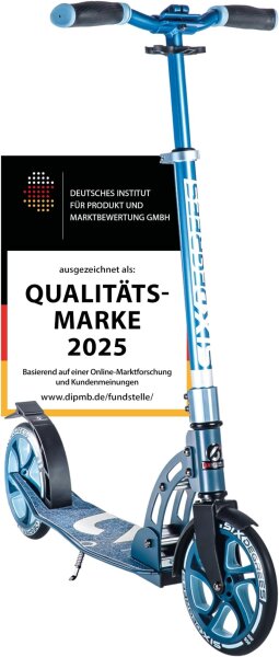 Six Degrees Aluminium Scooter 205 mm, klappbar, höhenverstellbar, ABEC 7, GS-geprüft, mit Ständer, Testsieger