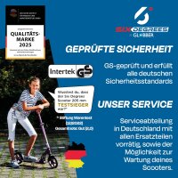 Six Degrees Aluminium Scooter 205 mm, klappbar, höhenverstellbar, ABEC 7, GS-geprüft, mit Ständer, Testsieger