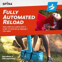 SpyraThree Wasserpistole, elektrisch, 3 Modi, automatische Befüllung, LED-Anzeige, 15m Reichweite, für Kinder & Erwachsene, rot