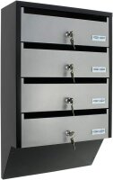 Rottner Depot 4 mailbox system, steel, silver/black, 4...