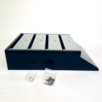 Rottner Depot 4 mailbox system, steel, silver/black, 4 compartments, nameplate holder, cylinder lock, 2 keys per compartment, 600x385x140 mm, incl. mounting material