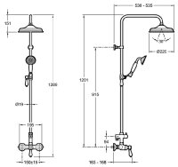 Jacob Delafon Louise shower system E24368-CP, chrome-plated, with thermostat, height-adjustable, hand and overhead shower