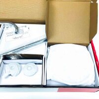 Jacob Delafon Louise shower system E24368-CP, chrome-plated, with thermostat, height-adjustable, hand and overhead shower