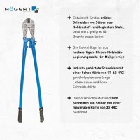 Högert Technik Bolzenschneider 900mm, Stangenschere, extra gehärtete Klingen, Chrom-Molybdän-Stahl, Profi-Qualität