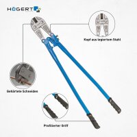 Högert Technik Bolzenschneider 900mm, Stangenschere, extra gehärtete Klingen, Chrom-Molybdän-Stahl, Profi-Qualität