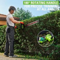 Greenworks GD24HT61 Akku-Heckenschere, 24V, 61cm Doppelklinge, schnittstark bis 25,4mm, 3200 spm, ohne Akku/Ladegerät, 3 Jahre Garantie