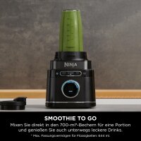 Ninja TB401EU 3-in-1 Standmixer, 1200W, Küchenprozessor, Mix- & Hackbehälter, Teigbehälter, Portionsbecher, Knethaken, Schwarz