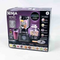 Ninja TB401EU 3-in-1 Standmixer, 1200W, Küchenprozessor, Mix- & Hackbehälter, Teigbehälter, Portionsbecher, Knethaken, Schwarz