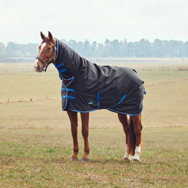Weatherbeeta Comfitec Tyro Weidedecke, wasserdicht, Combo Turnout, für Pferde 150-200 cm, Schwarz/Kobalt, atmungsaktiv