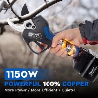 SWANSOFT PRU45PLUS B Cordless Garden Shears 45 mm, 1150 W, Telescopic Pruning Shears, Electric, Precise Cut for Trees, Roses, Vines, Black/Blue
