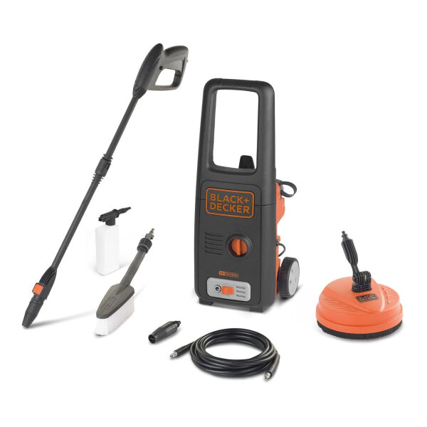 BLACK+DECKER BXPW1400PE High-pressure cleaner, 1400W, incl. surface cleaner, 8-piece accessory set, compact, versatile