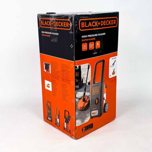 BLACK+DECKER BXPW1400PE High-pressure cleaner, 1400W, incl. surface cleaner, 8-piece accessory set, compact, versatile