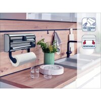 Leifheit Parat Royal II Wandrollenhalter, Edelstahl, für Folien und Küchenpapier, mit Schneidschieber, modernes Design