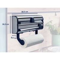 Leifheit Parat Royal II Wandrollenhalter, Edelstahl, für Folien und Küchenpapier, mit Schneidschieber, modernes Design