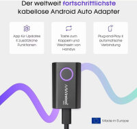AAWireless TWO Adapter, kabellos, für Android Auto, schnelle Plug & Play Verbindung, stabile Übertragung, Multifunktionstaste