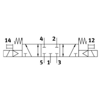 FESTO solenoid valve VUVG-L14-P53C-T-G18-1R8L, model 574231, 24 VDC, compact, 5/3-way, electrically actuated